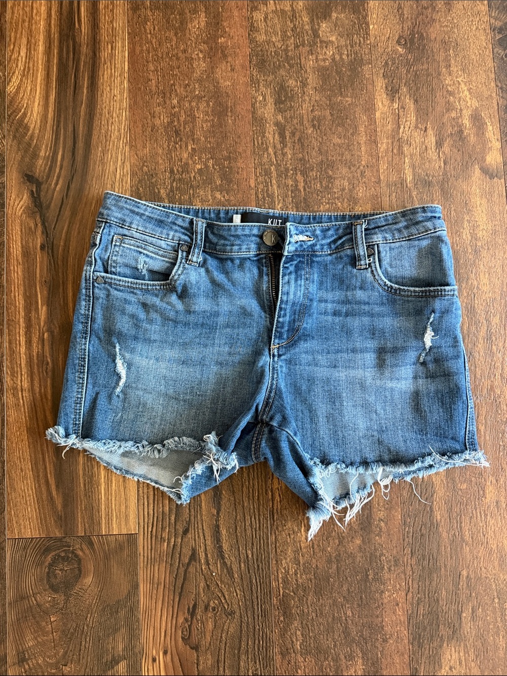 Kut from the Kloth Medium Blue Distressed Denim Cutoff Shorts